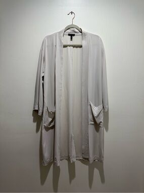 Eileen Fisher 100% Silk Open Front Duster Cardigan